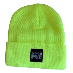 Timberland Pro Cuff Knit Beanie Mens One Size Yellow New Logo Patch Workwear